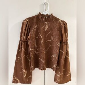 Oak and Fort Brown Smocked Women's Top